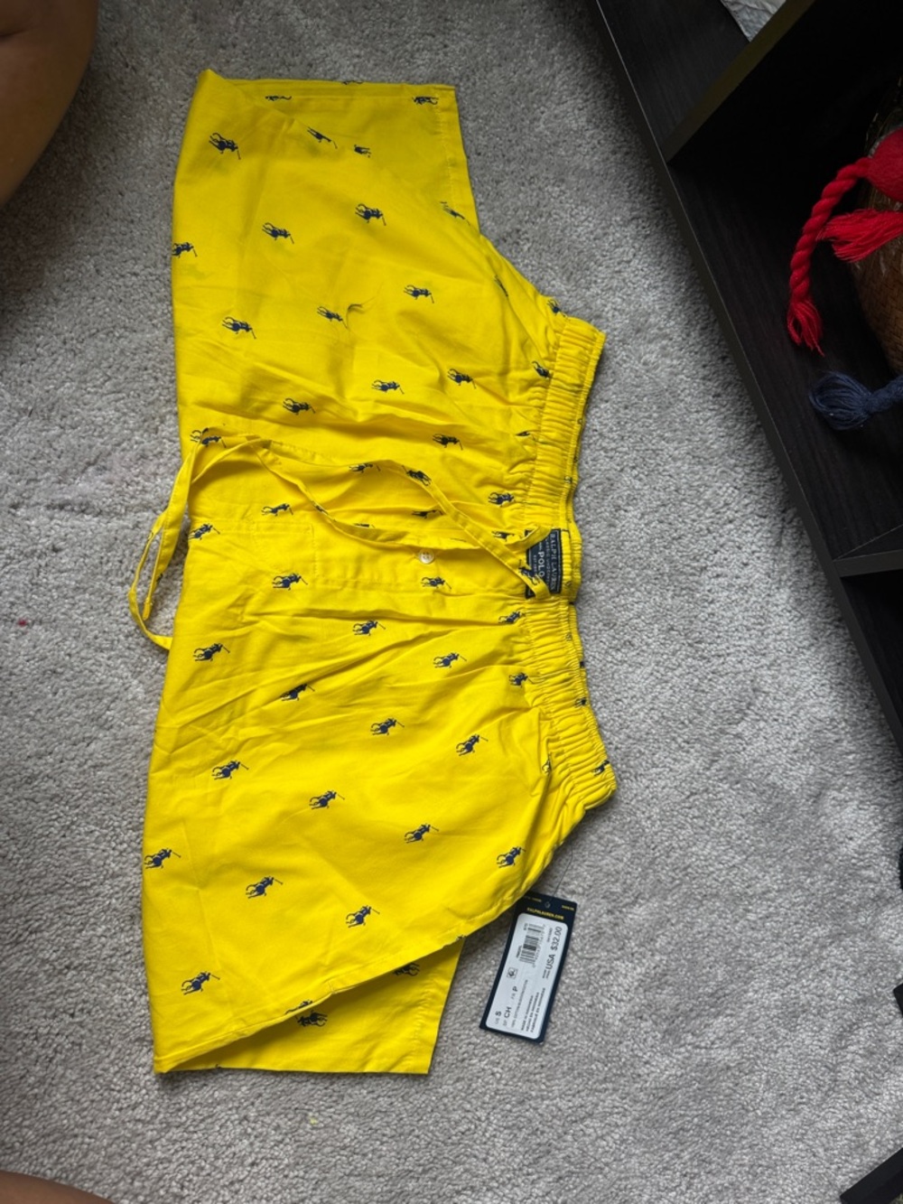 New with tags Yellow Polo short with Navy Pony Embroidery
